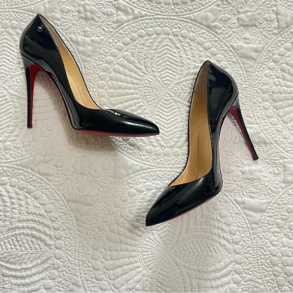 CHRISTIAN LOUBOUTIN Pigalle Follies 100 Pump Heel Black Patent Leather Size 39 - Picture 7 of 13